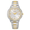 Thumbnail Image 0 of Ladies' Seiko Solar Crystal Accent Two-Tone Watch with Silver Dial (Model: SUT246)