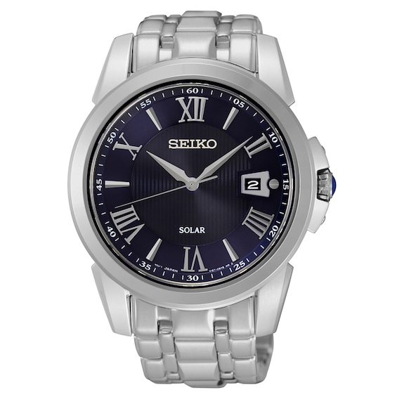 Men's Seiko Le Grand Sport Solar Watch with Blue Dial (Model: SNE395)