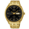 Thumbnail Image 0 of Men's Seiko Recraft Gold-Tone Automatic Watch with Black Dial (Model: SNKN48)