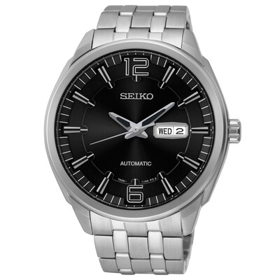 Men's Seiko Automatic Watch with Black Dial (Model: SNKN47)