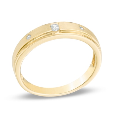 Ladies' Diamond Accent Three Stone Band in 10K Gold