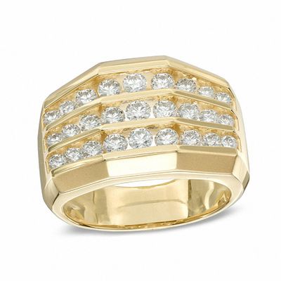 Men's 1.75 CT. T.W. Diamond  Triple Row Ring in 10K Gold