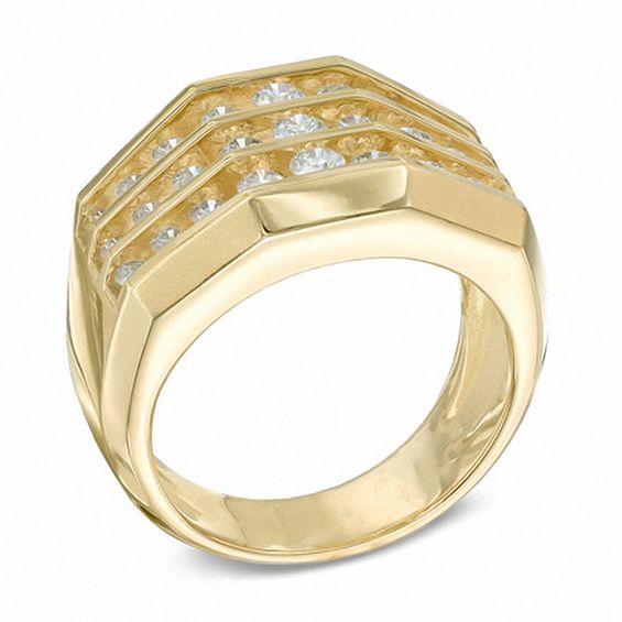 Men's 1.75 CT. T.W. Diamond  Triple Row Ring in 10K Gold