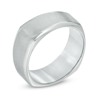 Men's 9.0mm Titanium Beveled Edge Comfort Fit Wedding Band - Size 10