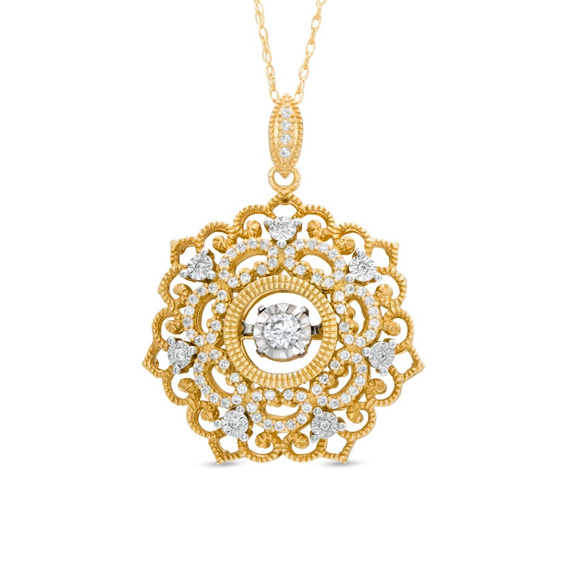 Unstoppable Love™ 0.33 CT. T.W. Diamond Flower-Shaped Vintage Pendant in 10K Gold|Peoples Jewellers