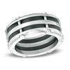 Thumbnail Image 0 of Men's 10.0mm Two-Tone Stainless Steel Riveted Comfort Fit Wedding Band - Size 10