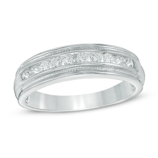 Men's 0.45 CT. T.W. Diamond Wedding Band in Sterling Silver