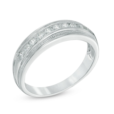 Men's 0.45 CT. T.W. Diamond Wedding Band in Sterling Silver