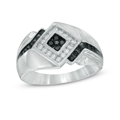 Men's 0.45 CT. T.W. Enhanced Black and White Diamond Ring in Sterling Silver