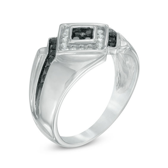 Men's 0.45 CT. T.W. Enhanced Black and White Diamond Ring in Sterling Silver