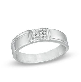 Men's 0.09 CT. T.W. Diamond Wedding Band in Sterling Silver