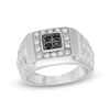 Thumbnail Image 0 of Men's 0.45 CT. T.W. Enhanced Black and White Diamond Ring in 10K White Gold