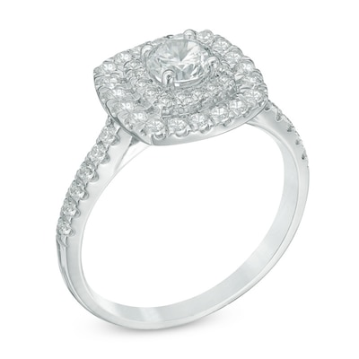 1.00 CT. T.W. Diamond Double Square Frame Engagement Ring in 14K White Gold