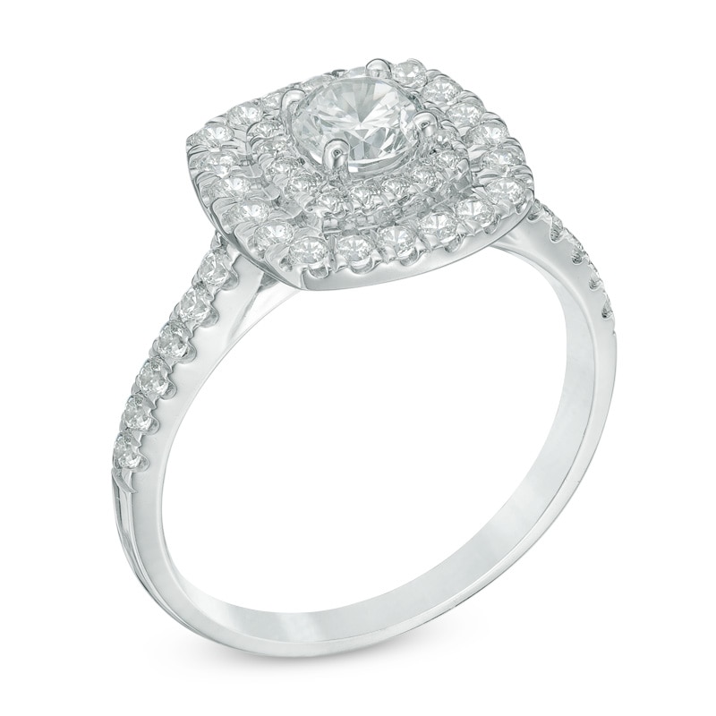 1.00 CT. T.W. Diamond Double Square Frame Engagement Ring in 14K White Gold|Peoples Jewellers