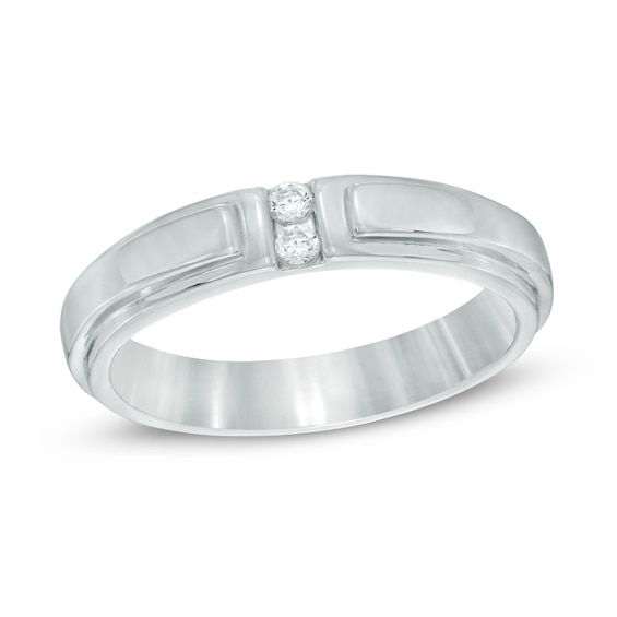 Men's Diamond Accent Wedding Band in 10K White Gold