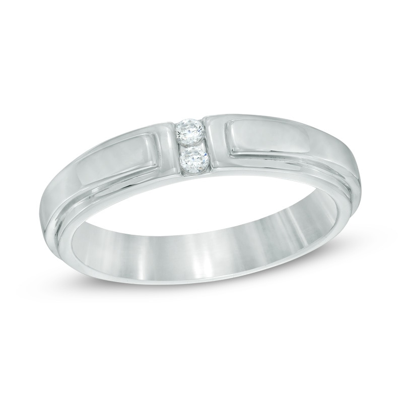 Men's Diamond Accent Wedding Band in 10K White Gold|Peoples Jewellers