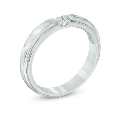 Men's Diamond Accent Wedding Band in 10K White Gold