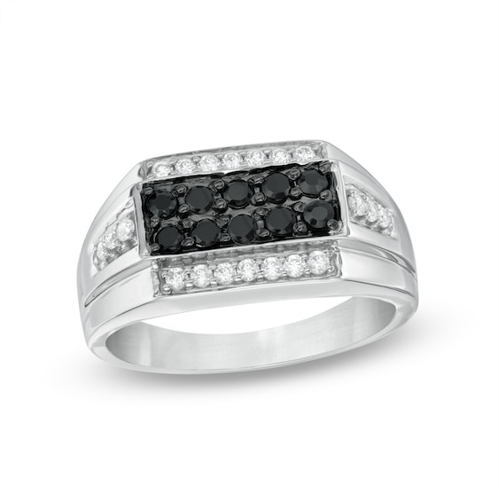 Men's CT. T.W. Enhanced Black and White Diamond Ring in Sterling Silver