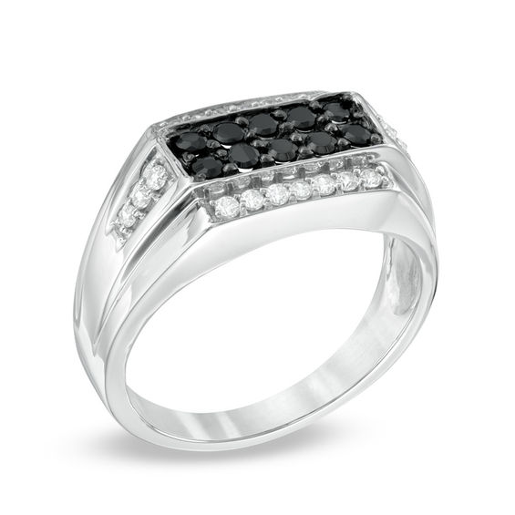 Men's CT. T.W. Enhanced Black and White Diamond Ring in Sterling Silver