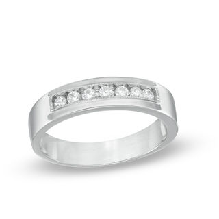 Men's 0.23 CT. T.W. Diamond Wedding Band in Sterling Silver