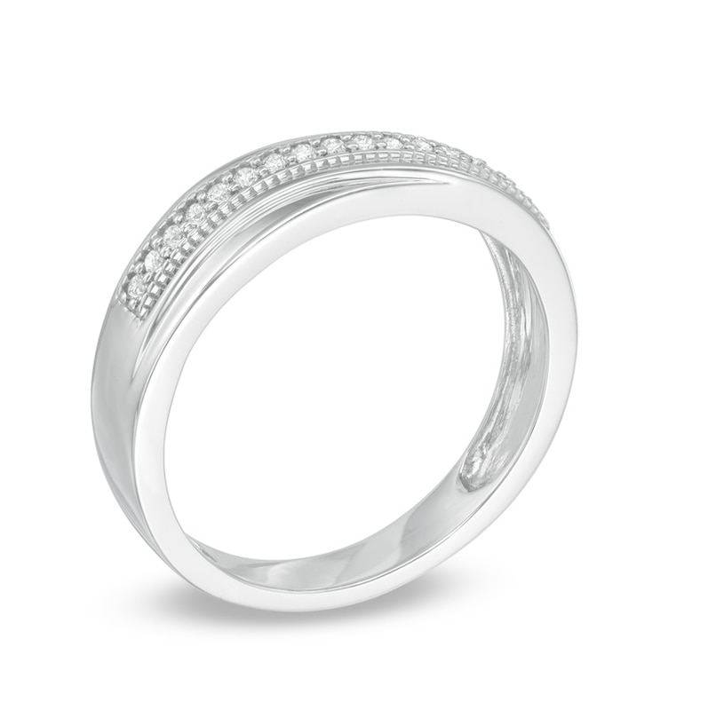 Men's 0.15 CT. T.W. Diamond Wedding Band in Sterling Silver