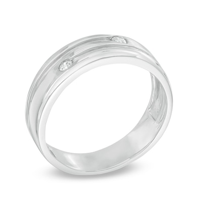 Men's 0.12 CT. T.W. Diamond Wedding Band in Sterling Silver