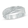 Men's Diamond Accent Wedding Band in Sterling Silver