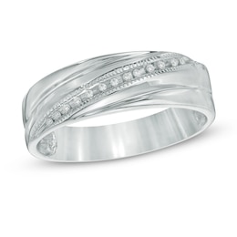 Men's Diamond Accent Wedding Band in Sterling Silver