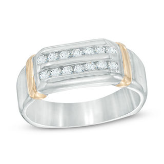 Men's 0.45 CT. T.W. Diamond Wedding Band in 10K Two-Tone Gold