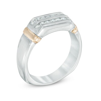 Men's 0.45 CT. T.W. Diamond Wedding Band in 10K Two-Tone Gold