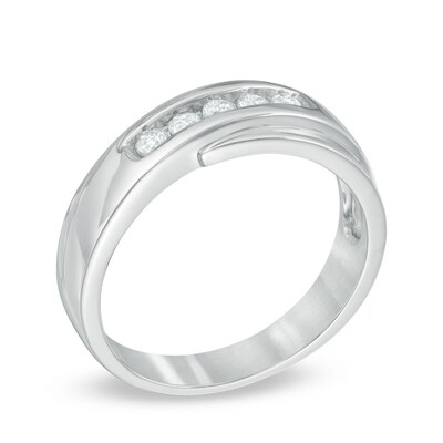 Men's 0.23 CT. T.W. Diamond Wedding Band in Sterling Silver