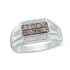 Thumbnail Image 0 of Men's 0.70 CT. T.W. Enhanced Champagne and White Diamond Ring in Sterling Silver