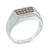 Thumbnail Image 1 of Men's 0.70 CT. T.W. Enhanced Champagne and White Diamond Ring in Sterling Silver