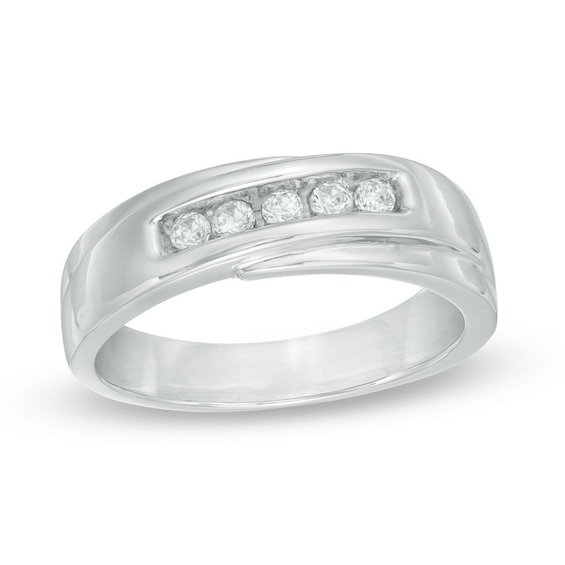 Men's CT. T.W. Diamond Wedding Band in 10K White Gold