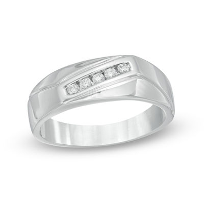 Men's 0.18 CT. T.W. Diamond Wedding Band in Sterling Silver