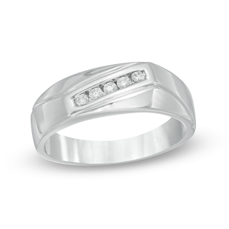 Men's 0.18 CT. T.W. Diamond Wedding Band in Sterling Silver|Peoples Jewellers