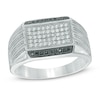 Men's 0.30 CT. T.W. Enhanced Black and White Diamond Ring in 10K White Gold