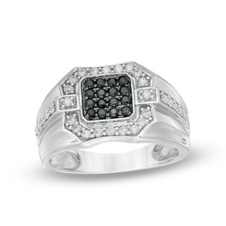 Sterling silver black on sale and white diamond ring