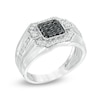 Men's 0.70 CT. T.W. Enhanced Black and White Diamond Square Composite Ring in 10K White Gold