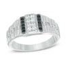 Thumbnail Image 0 of Men's 0.45 CT. T.W. Enhanced Black and White Diamond Ring in 10K White Gold