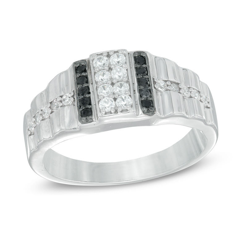 Men's 0.45 CT. T.W. Enhanced Black and White Diamond Ring in 10K White Gold|Peoples Jewellers