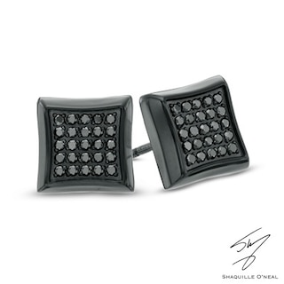 Men's 0.25 CT. T.W. Black Diamond Stud Earrings in Stainless Steel with Black IP