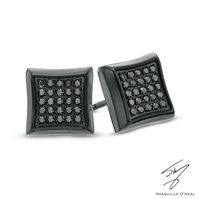 Men's 0.25 CT. T.W. Black Diamond Stud Earrings in Stainless Steel with Black IP