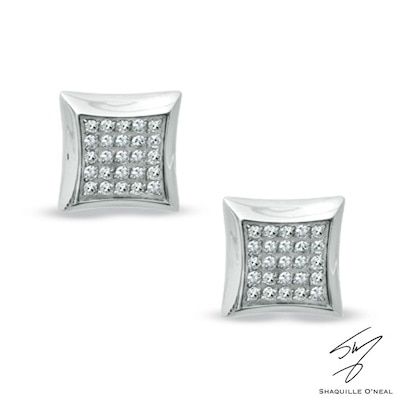 Men's 0.25 CT. T.W. Diamond Square Stud Earrings in Stainless Steel