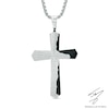 Thumbnail Image 0 of Men's Lord's Prayer Cross Pendant in Stainless Steel and Black IP - 24"