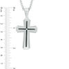 Thumbnail Image 1 of Men's Diamond Accent Groove Cross Pendant in Two-Tone Stainless Steel - 24"