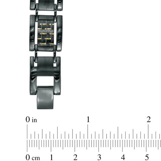 Men's 0.10 CT. T.W. Enhanced Yellow Diamond Square Bracelet in Stainless Steel with Black IP - 8.5"