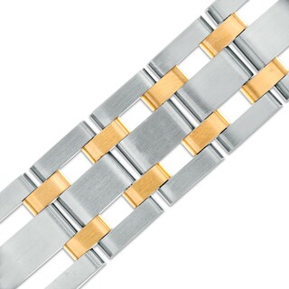 Men's 0.28 CT. T.W. Diamond Triple Row Link Bracelet in Stainless Steel and IP