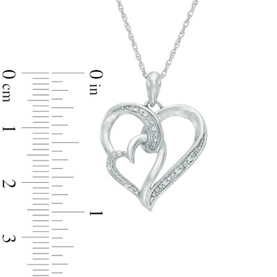 Diamond Accent Double Heart Pendant in Sterling Silver