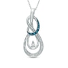 Enhanced Blue and White Diamond Accent Layered Infinity Pendant in Sterling Silver